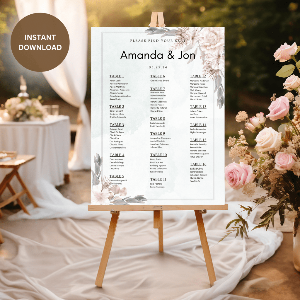 Seating Chart 24" x 36"