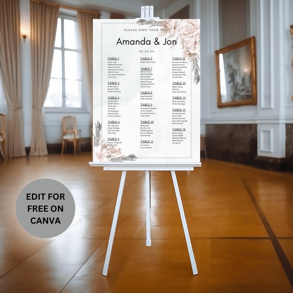 Seating Chart 18" X 24"