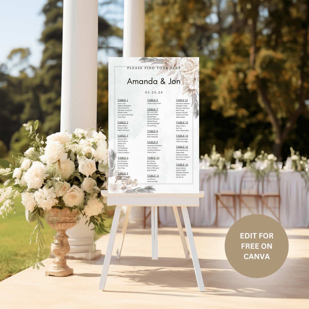 Seating Chart 24" x 36"