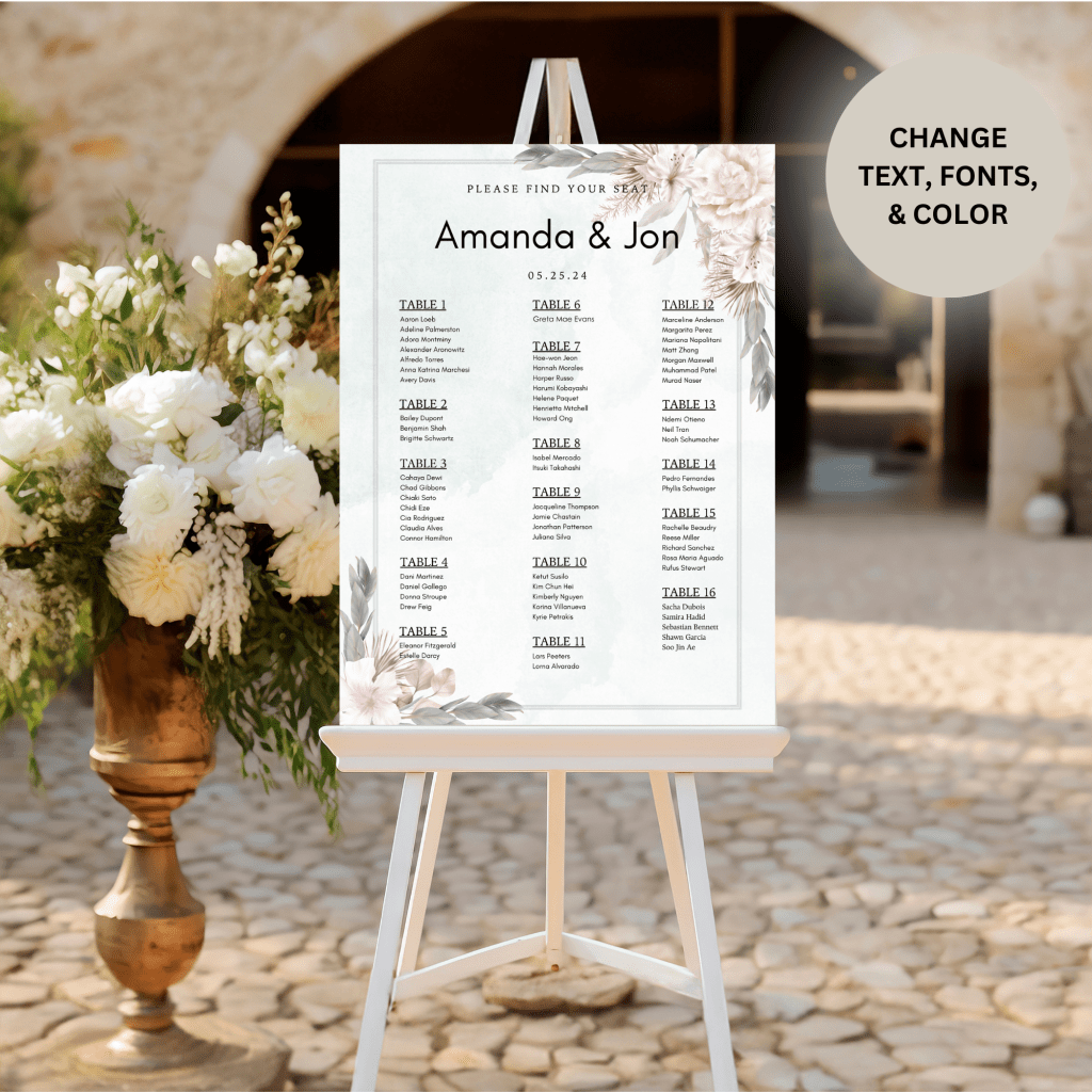 Seating Chart 18" X 24"