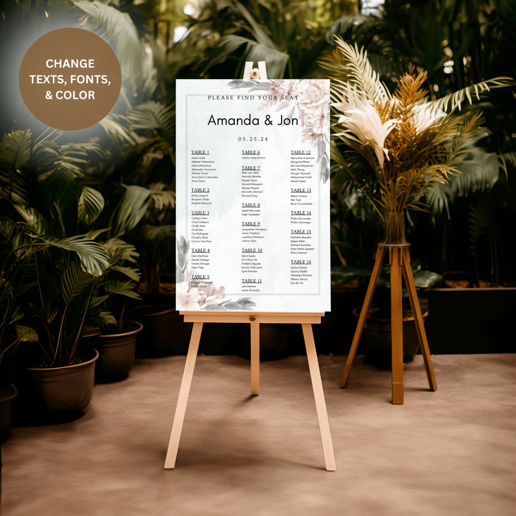 Seating Chart 24" x 36"