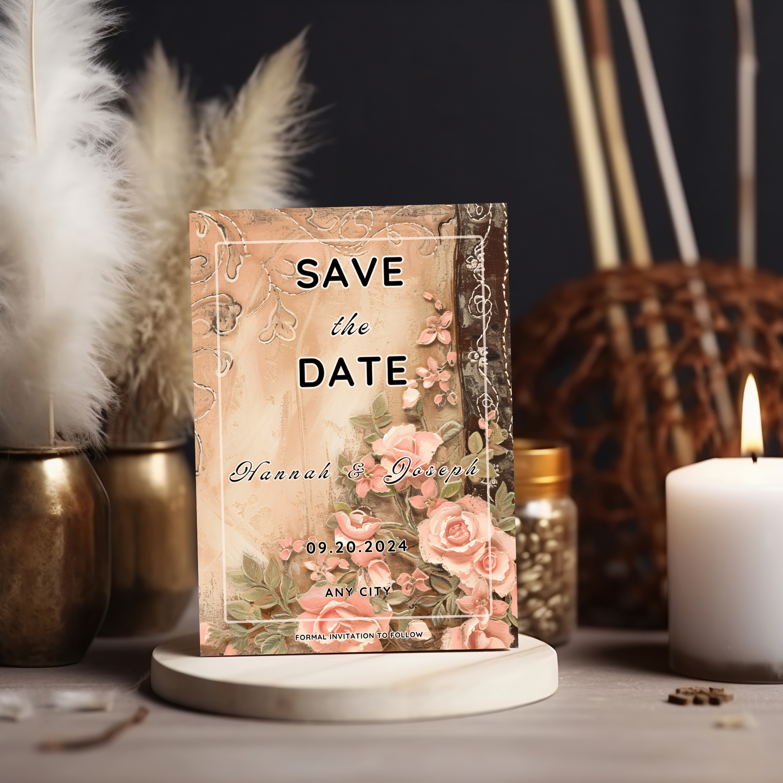 Save The Date card 5" x 7" Roses - Image 2