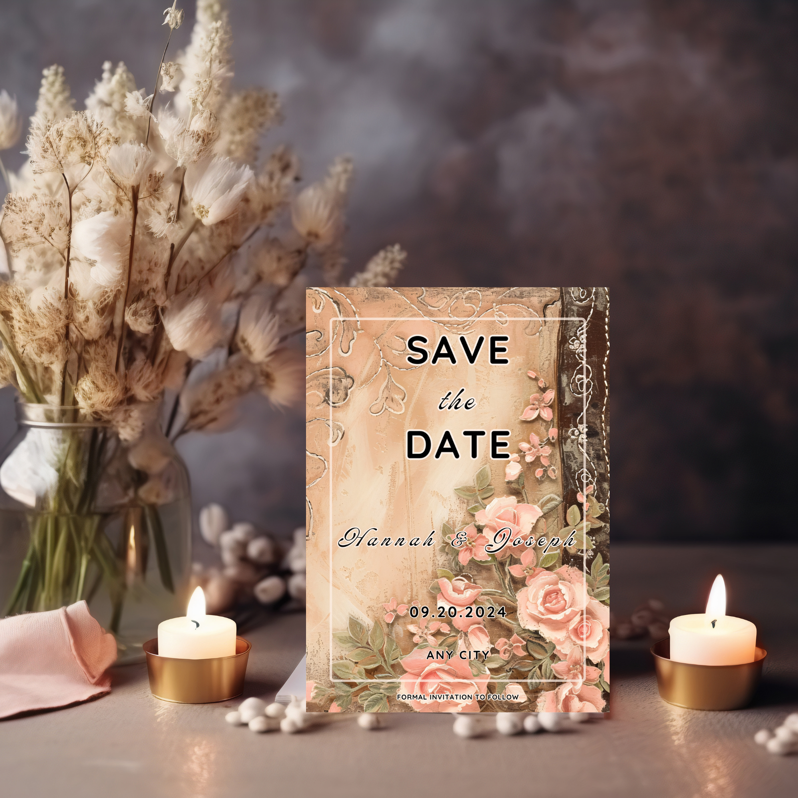Save The Date card 5" x 7" Roses - Image 1