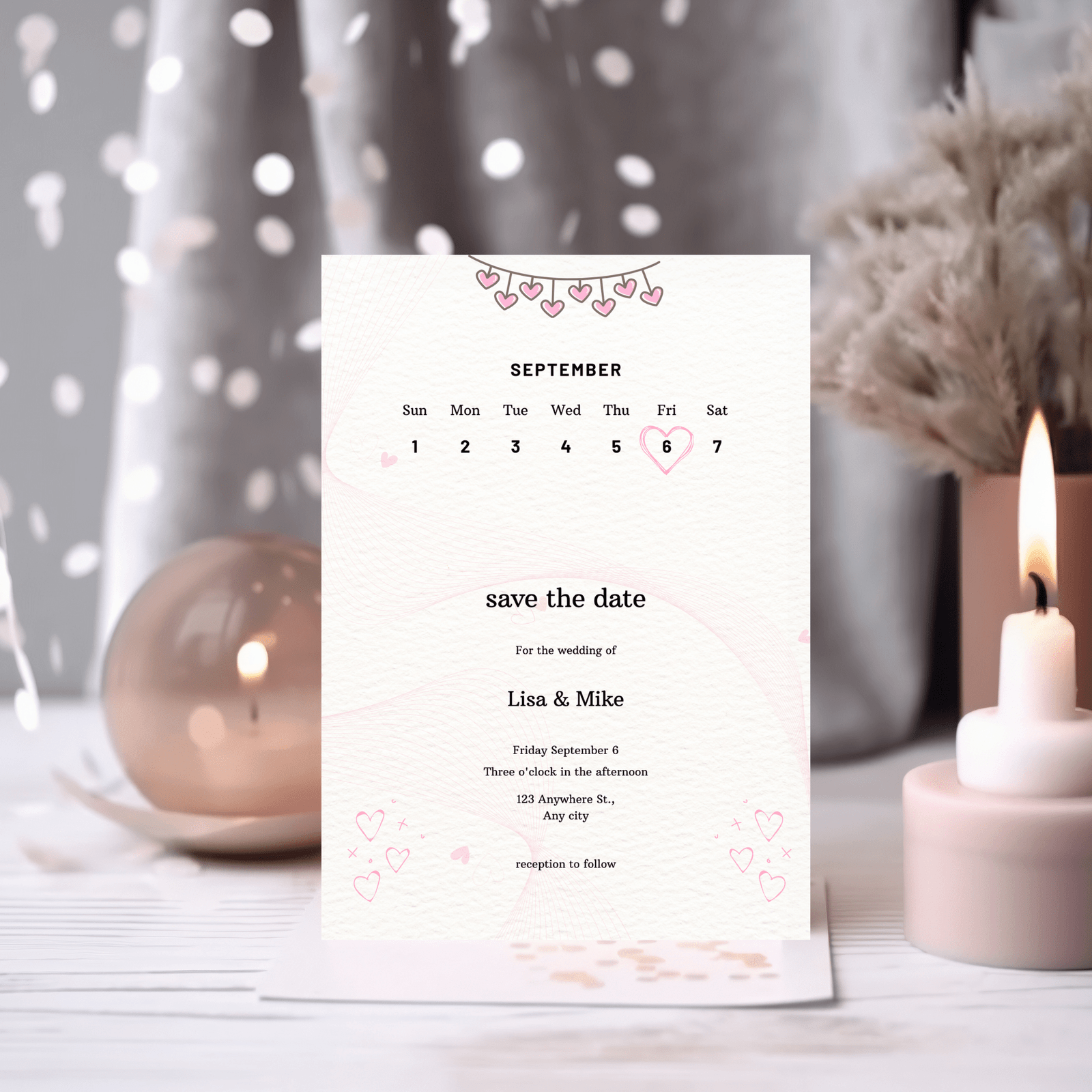 Save The Date card 5" x 7" Heart - Image 2