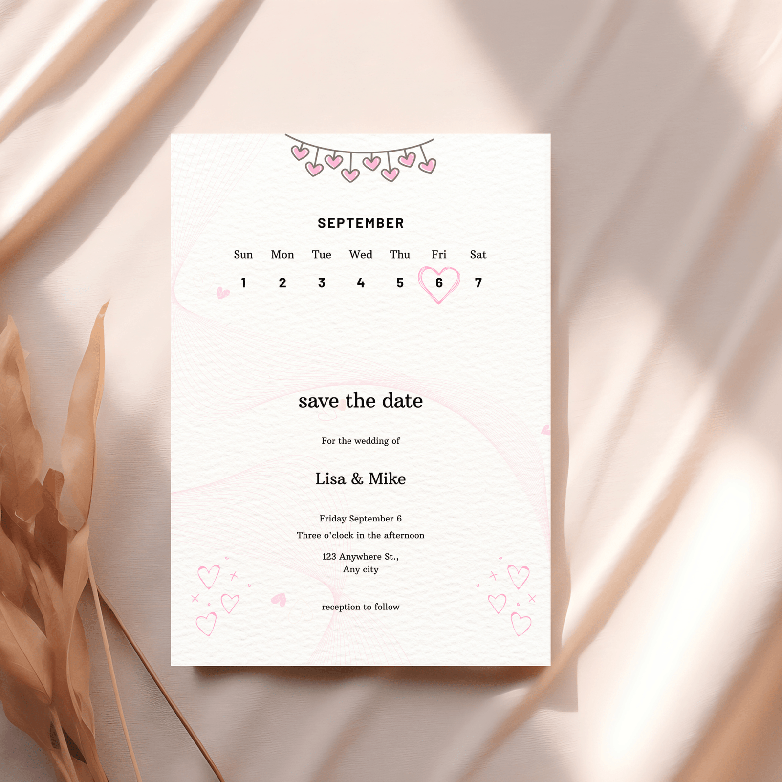 Save The Date card 5" x 7" Heart - Image 1