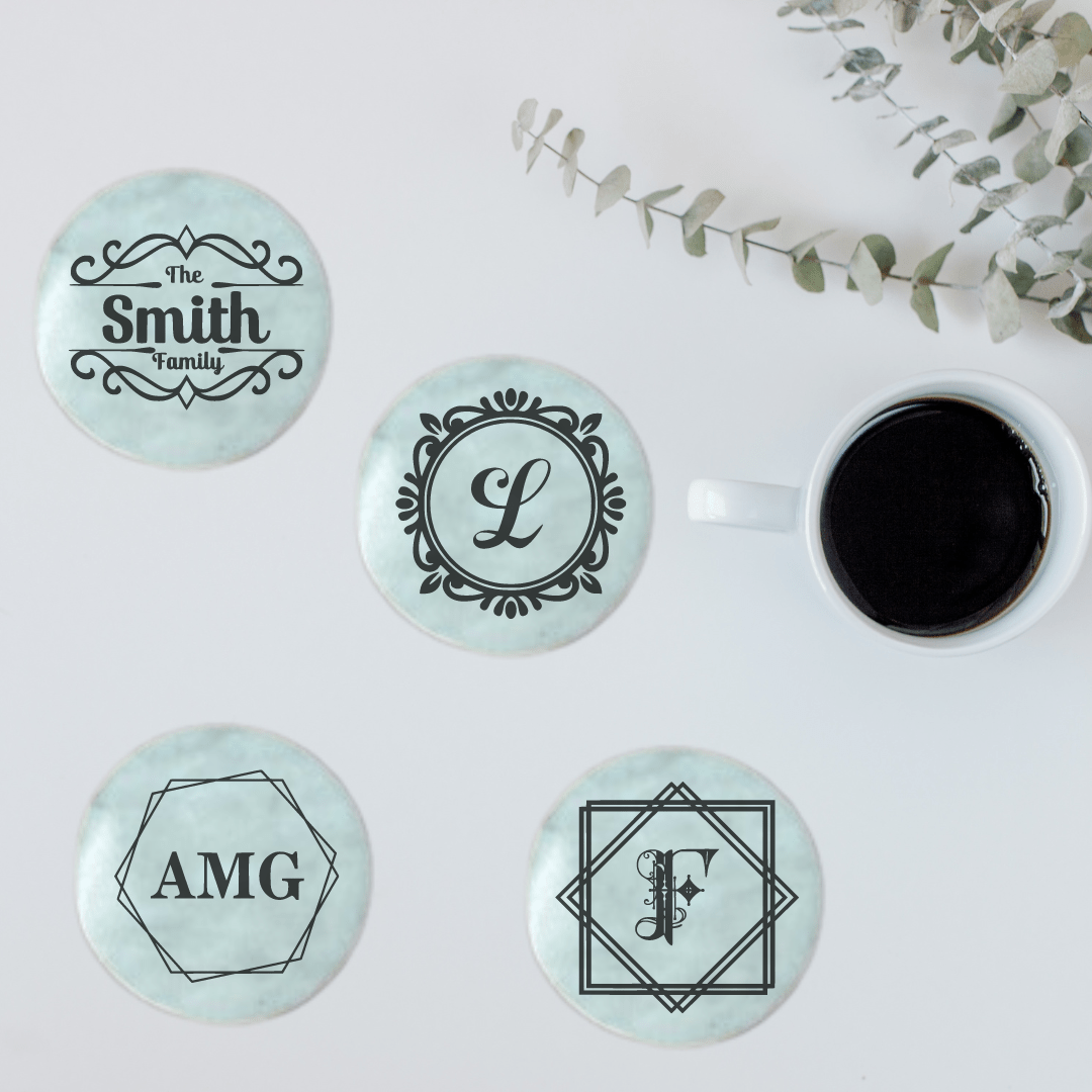Monogram White Marble Coaster - Image 1